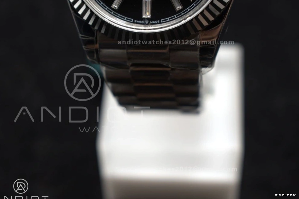 A 718 Weight 40 Dial SS GSF Gain on Black Bracelet Bright Crystal President DayDate 0123